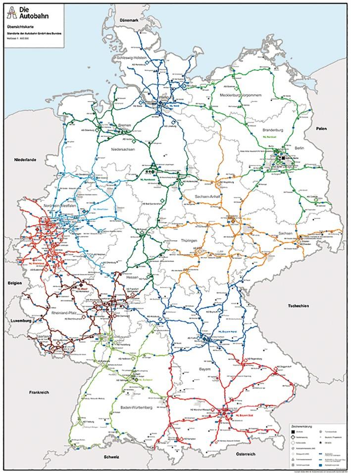 Übersicht: Standorte der Autobahn GmbH | Foto: Autobahn GmbH