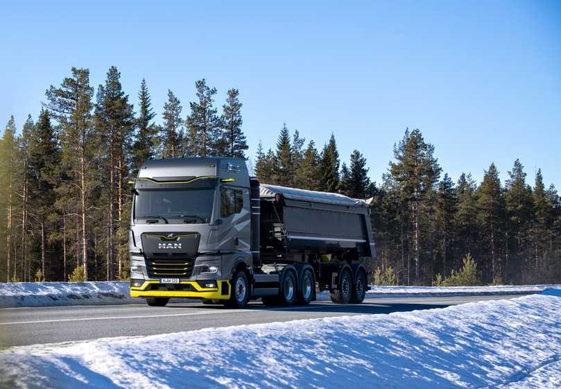 Der neue MAN hTGX soll als Zero-Emission-Fahrzeug für schwere Baukippsattelzüge oder Holztransporter zum Einsatz kommen. | Foto: MAN Truck & Bus Der neue MAN hTGX soll als Zero-Emission-Fahrzeug für schwere Baukippsattelzüge oder Holztransporter zum Einsatz kommen. | Foto: MAN Truck & Bus