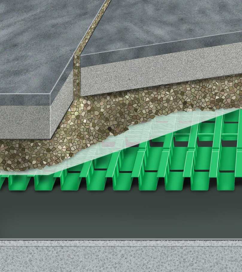 Aquadrain T-Plus ermöglichte hier eine komplett wasserdurchlässige Konstruktion, ohne viel zusätzliches Gewicht aufbringen zu müssen. | Foto: Gutjahr Aquadrain T-Plus ermöglichte hier eine komplett wasserdurchlässige Konstruktion, ohne viel zusätzliches Gewicht aufbringen zu müssen. | Foto: Gutjahr