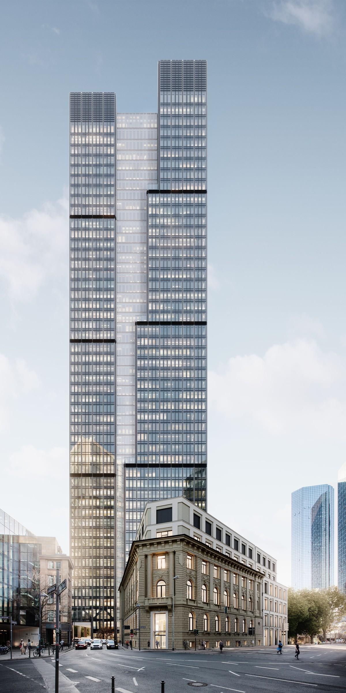 Neorenaissance meets Corporate Modernism: Der „Central Business Tower“ in Frankfurt integriert an seinem Sockel das über 130 Jahre Stadthaus. | Foto: Helaba, KSP ENGEL, Rendertaxi Neorenaissance meets Corporate Modernism: Der „Central Business Tower“ in Frankfurt integriert an seinem Sockel das über 130 Jahre Stadthaus. | Foto: Helaba, KSP ENGEL, Rendertaxi