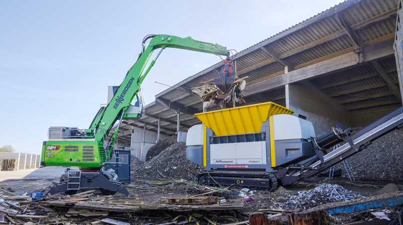 Der neue Sennebogen-Recyclingbagger 826 G Electro Battery kommuniziert mit dem Shredder - live auf der IFAT zu sehen. | Foto: Sennebogen