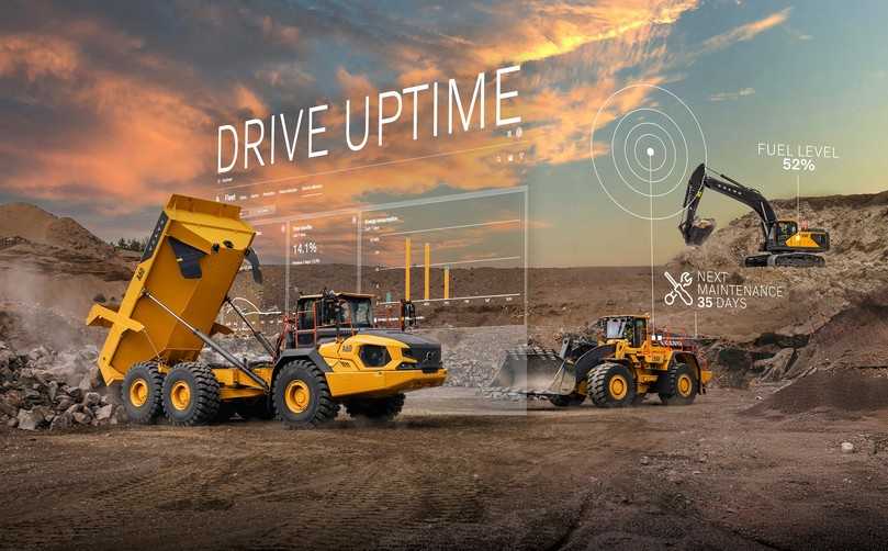 Über das Telematiksystem CareTrack übermitteln Volvo-Baumaschinen fortlaufend Betriebsdaten an das Uptime Center. Die Auswertung der Parameter ermöglicht eine vorausschauende Wartungsplanung und reduziert ungeplante Maschinenstillstände auf der Baustelle. | Foto: Volvo CE