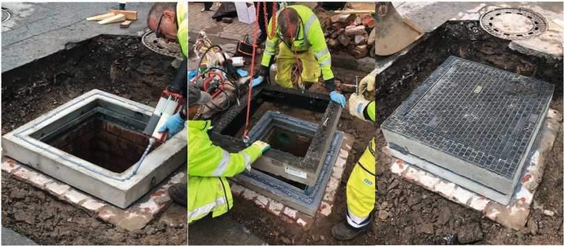 Harzauftrag auf den Rahmen und Aufsetzen der Abdeckung | Foto: Resinnovation GmbH Harzauftrag auf den Rahmen und Aufsetzen der Abdeckung | Foto: Resinnovation GmbH