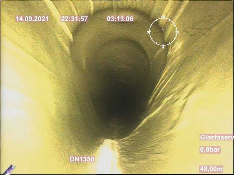 Querung direkt nach dem Schlauchliner-Einbau | Foto: ISAS GmbH Querung direkt nach dem Schlauchliner-Einbau | Foto: ISAS GmbH