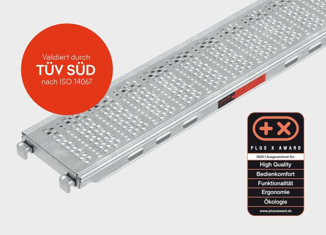 Gerüstbau: Layher erhält Plus X Award für CO₂-reduzierten Stahlboden Gerüstbau: Layher erhält Plus X Award für CO₂-reduzierten Stahlboden