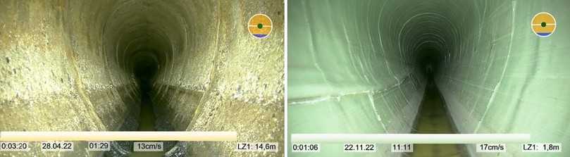 Eiprofil DN 1050/700: Liner ist zu groß; eine Längsfalte entsteht (Materialüberschuss) | Foto: IBAK Eiprofil DN 1050/700: Liner ist zu groß; eine Längsfalte entsteht (Materialüberschuss) | Foto: IBAK