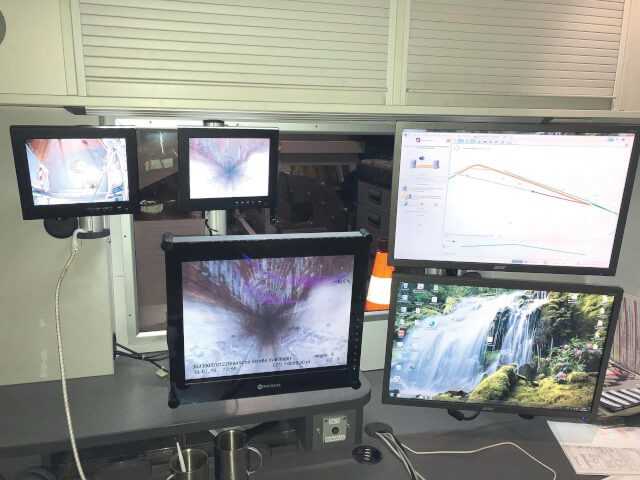 Während die Orion 2.9 3D durch das gemauerte Ei-Profil fuhr, baute sich die realitätsgetreue Darstellung des Haltungsverlaufs in Echtzeit am Bildschirm im Bedienraum des Inspektionsfahrzeugs auf. | Foto: IBAK Während die Orion 2.9 3D durch das gemauerte Ei-Profil fuhr, baute sich die realitätsgetreue Darstellung des Haltungsverlaufs in Echtzeit am Bildschirm im Bedienraum des Inspektionsfahrzeugs auf. | Foto: IBAK