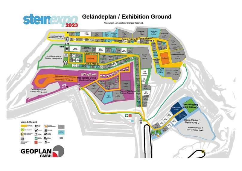 Immer wieder neu und anders: Der Geländeplan für die Steinexpo 2023 zeigt, worauf sich Besucherinnen und Besucher in diesem Jahr freuen dürfen. | Foto: Geoplan Immer wieder neu und anders: Der Geländeplan für die Steinexpo 2023 zeigt, worauf sich Besucherinnen und Besucher in diesem Jahr freuen dürfen. | Foto: Geoplan