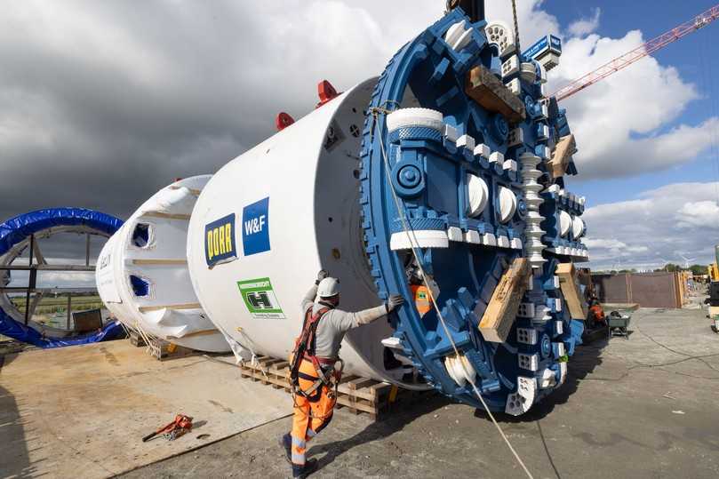 Die Tunnelbohrmaschine vom Typ Mixschild (Slurry-TBM) verfügt über ein Schneidrad mit einem Durchmesser von 4,94 m. | Foto: Porr