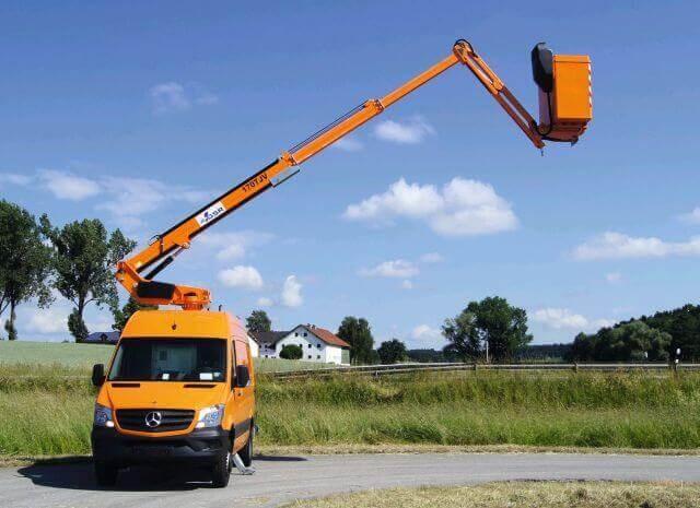Der GSR E170TJV auf Mercedes Sprinter 516 CDI wird mit einer Arbeitshöhe von 16,6 m, einer seitlichen Reichweite von max. 7,55 m und einer Korblast von 220 kg vielen Anforderungen gerecht. | Foto: GSR