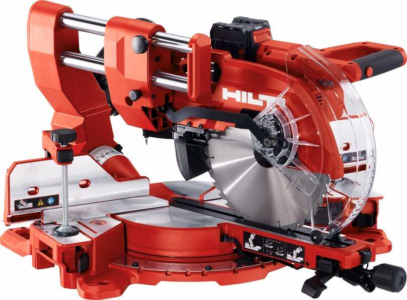 Die neue Kapp- und Gehrungssäge SM 60-22 von Hilti erlaubt gleichmäßige Gehrungsschnitte bis zu 60 Grad nach rechts und 52 Grad nach links
sowie einen beidseitigen Neigungswinkel von bis zu 48 Grad. | Foto: Hilti Die neue Kapp- und Gehrungssäge SM 60-22 von Hilti erlaubt gleichmäßige Gehrungsschnitte bis zu 60 Grad nach rechts und 52 Grad nach links
sowie einen beidseitigen Neigungswinkel von bis zu 48 Grad. | Foto: Hilti