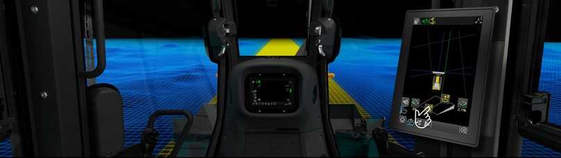 In der Visualisierung der Baustelle auf dem Monitor können die Bedienenden zwischen verschiedenen Ansichten wechseln, bestimmte Bereiche vergrößern und die 3D-Modelle anpassen. | Foto: Liebherr