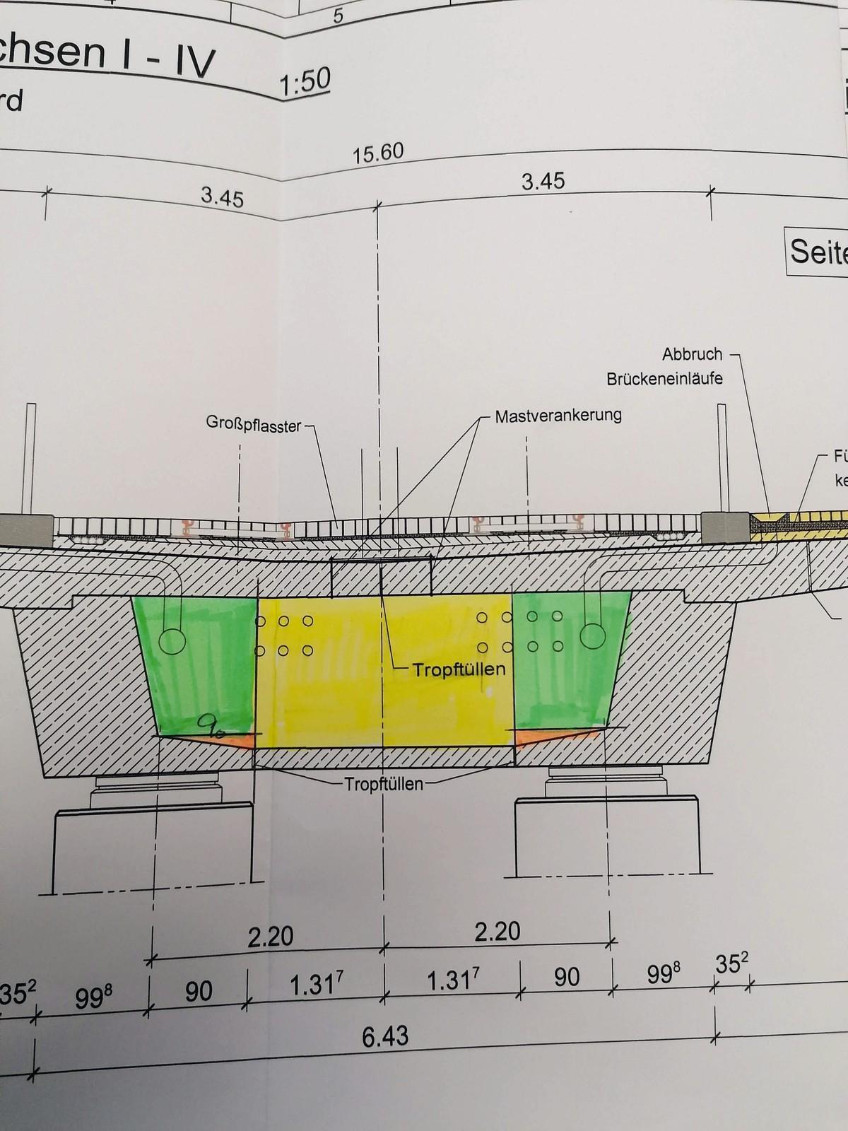 Abrechnungsskizze der Betonsanierung im Hohlkasten zur Übernahme in Libero | Foto: Tobias Pfleghar