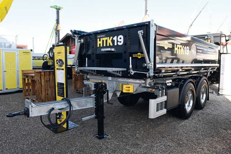 Humbaur zeigte auf der Bauma 2022 den gewichtsoptimierten Tandem-Kippanhänger HTK 19 für fast 15 t Nutzlast. | Foto: QUATEX Humbaur zeigte auf der Bauma 2022 den gewichtsoptimierten Tandem-Kippanhänger HTK 19 für fast 15 t Nutzlast. | Foto: QUATEX