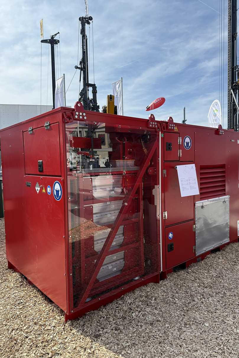 Das elektrisch-hydraulische Antriebsaggregat MS-A 315 E von Müller war ein Beispiel für Nachhaltigkeit am Stand von Terra Infrastructure. | Foto: Terra Infrastructure