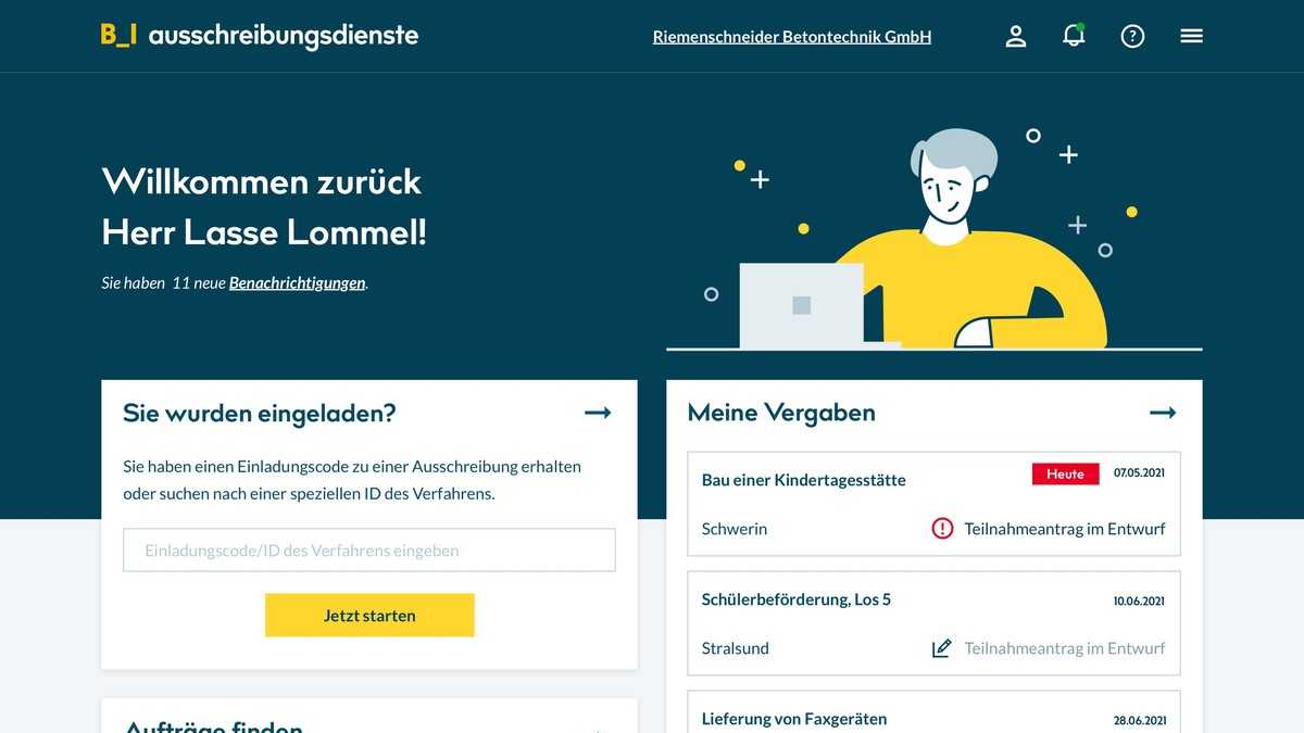 B I MEDIEN Neue Ausschreibungs Datenbank Mit Mega schneller Suchfunktion