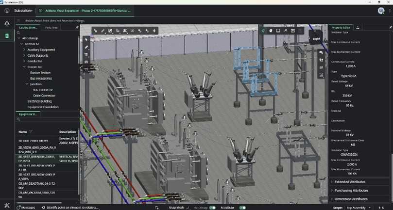 Bentleys "OpenUtilities Substation+" ist eine neue Anwendung, die digitale Zwillinge und KI-gestützte Funktionen für die Planung von Umspannwerken bereitstellt. | Foto: Bentley Systems