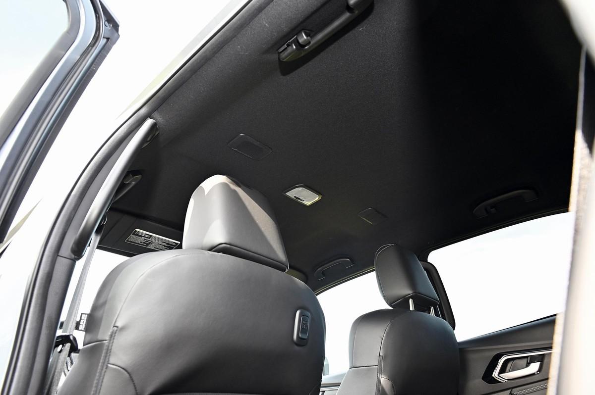 Ungewöhnlich aber recht edel wirkt der schwarze Dachhimmel in der V-Cross-Ausführung des D-Max. | Foto: B_I/ Hausmann Ungewöhnlich aber recht edel wirkt der schwarze Dachhimmel in der V-Cross-Ausführung des D-Max. | Foto: B_I/ Hausmann