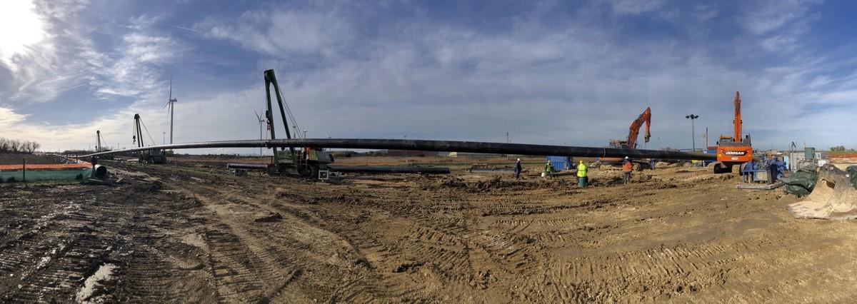 Beginn des Rohreinzugs DN 600 | Foto: LMR Drilling Beginn des Rohreinzugs DN 600 | Foto: LMR Drilling