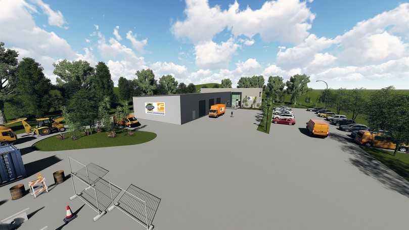 Die Computeranimation zeigt, wie das neue Gebäude in Alzey nach Fertigstellung aussehen soll. | Foto: Swietelsky-Faber Kanalsanierung Die Computeranimation zeigt, wie das neue Gebäude in Alzey nach Fertigstellung aussehen soll. | Foto: Swietelsky-Faber Kanalsanierung