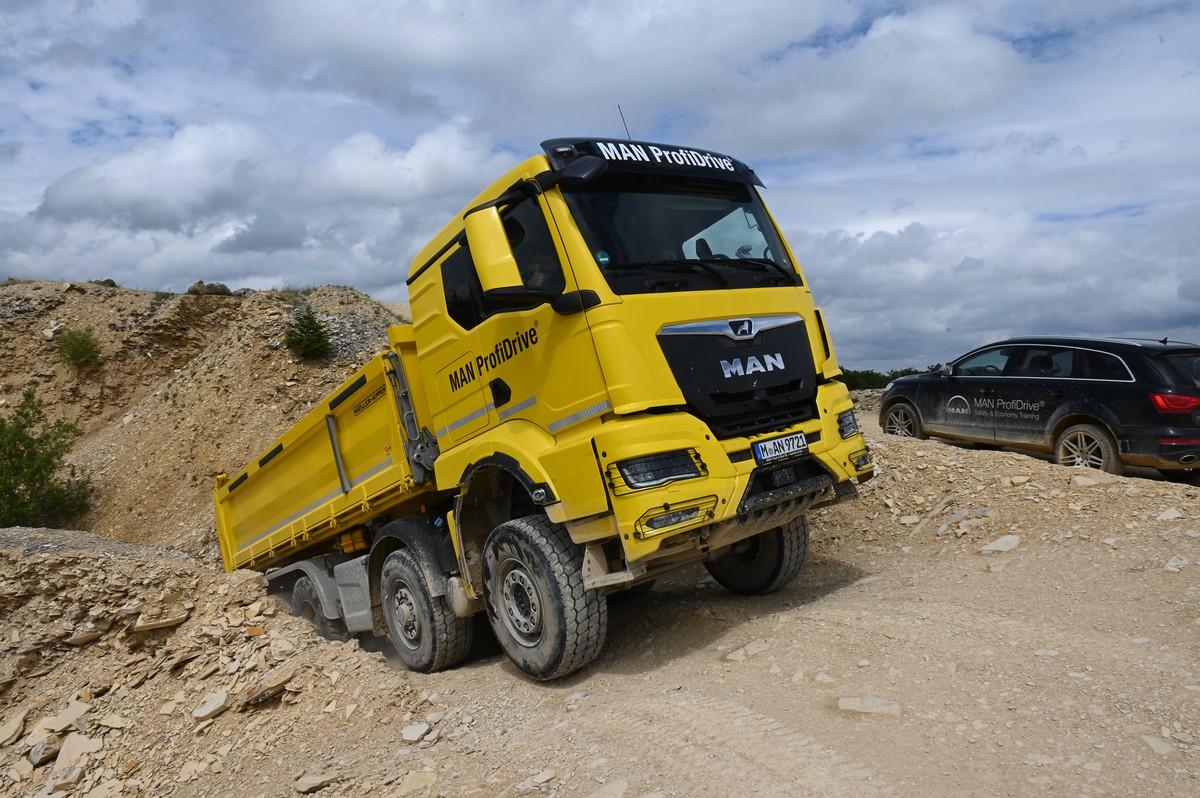 Aus Fahrersicht geht’s am Ende der Steigung mit dem Vierachser gen Himmel und sorgt für mulmige Gefühle. | Foto: QUATEX Aus Fahrersicht geht’s am Ende der Steigung mit dem Vierachser gen Himmel und sorgt für mulmige Gefühle. | Foto: QUATEX