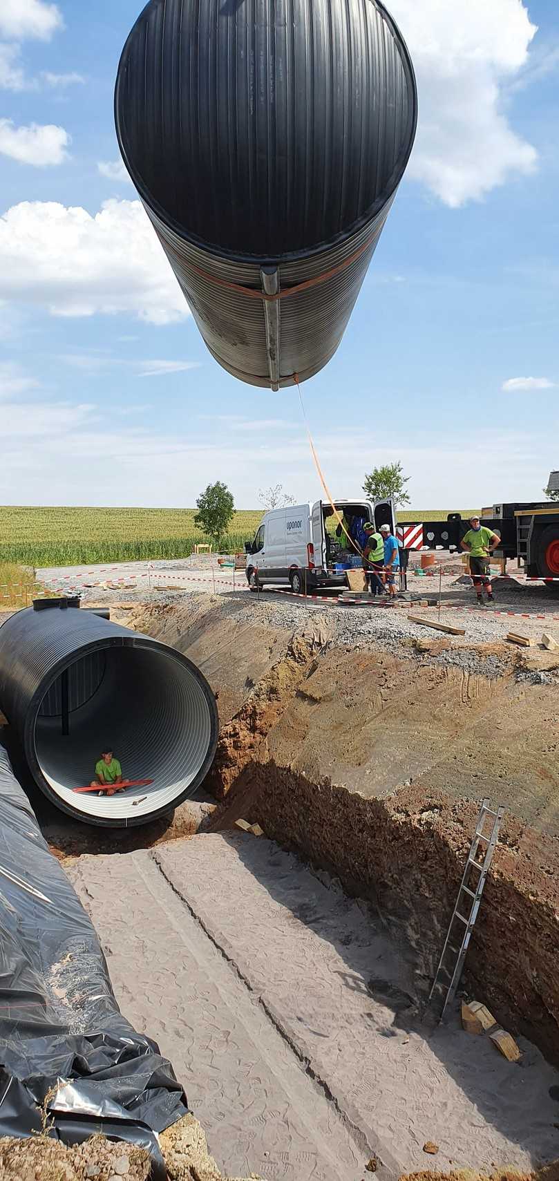 Einbau eines großvolumigen Sickersaftbehälters als Bestandteil eines AwSV-konformen Entwässerungskonzepts | Foto: Sabug