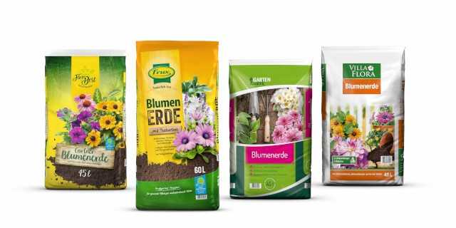 Die Verkaufserden der Marken frux, FlorBest, Villa Flora und GartenWerk umfassen Standard- und Spezialerden, Mulch- und Dekormaterial sowie Dünger sowohl für Kern- als auch Zusatzsortimente.