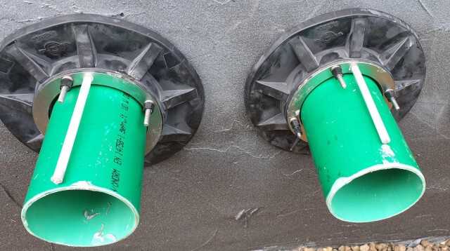 Hauseinführung mit Aufsetzflansch | Abbildungen und Fotos: Doyma Hauseinführung mit Aufsetzflansch | Abbildungen und Fotos: Doyma