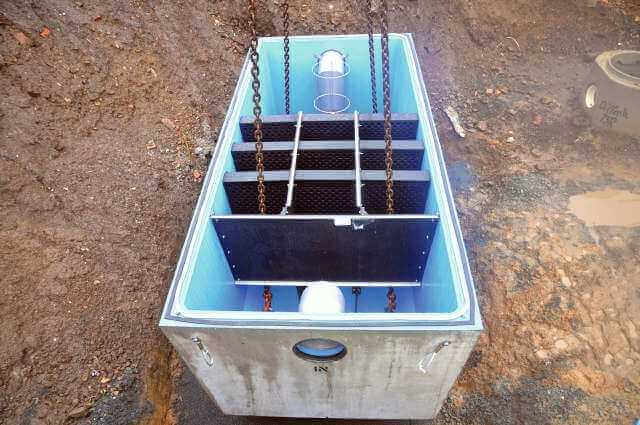 Der Leichtflüssigkeitsabscheider vom Typ Oleosmart-C NS 90 mit filterloser Mehrkanaltechnik | Fotos: Aco Tiefbau