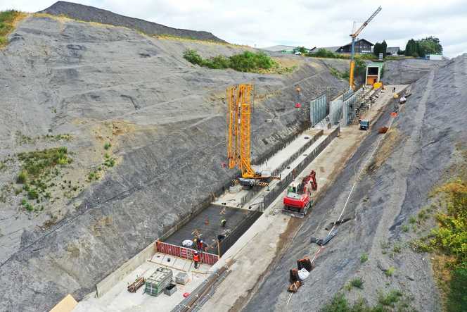 Lifttunnel bei starkem Gefälle gebaut
