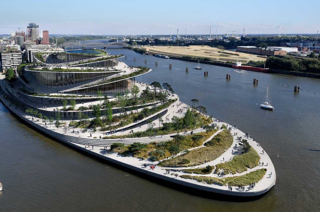 Entwurf setzt auf begehbare Dachlandschaft für Neubau der Oper in Hamburg Entwurf setzt auf begehbare Dachlandschaft für Neubau der Oper in Hamburg