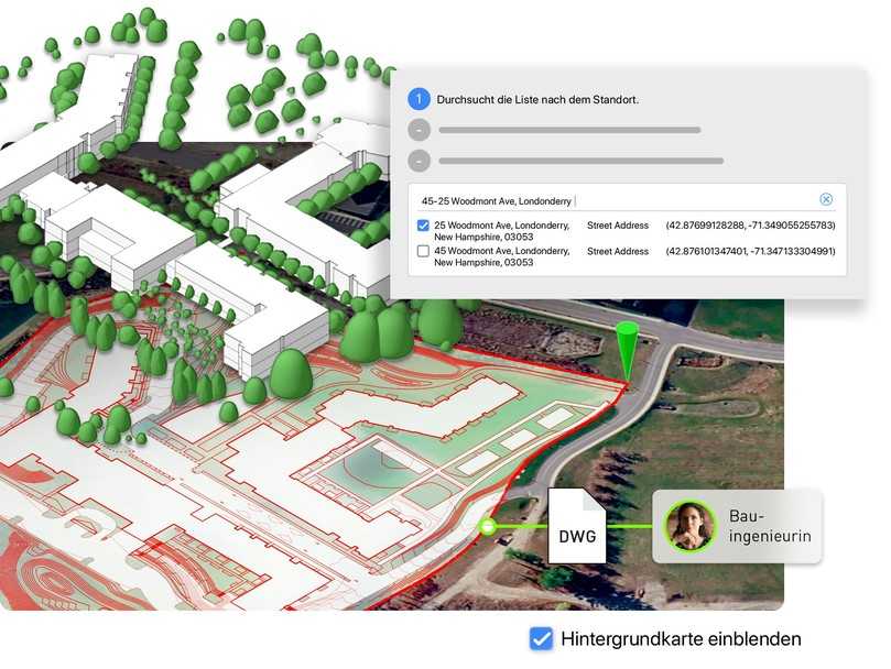 Projekte verorten mit Geolokalisierungsassistent. | Foto: Vectorworks
