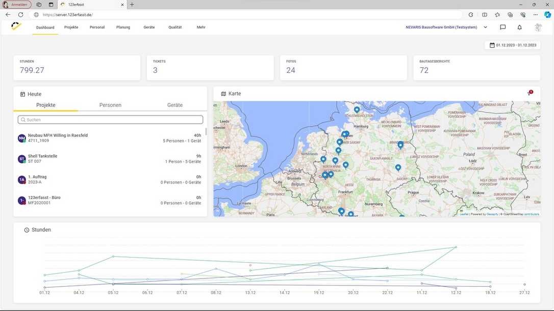 Zeiterfassung am Bau: 123erfasst mit neuer Benutzeroberfläche Zeiterfassung am Bau: 123erfasst mit neuer Benutzeroberfläche