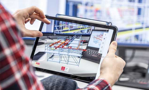 Mit den digitalen Services von PERI wie der Visualisierungs-App „PERI Extended Experience“ können direkt auf der Baustelle beispielsweise virtuelle Darstellungen der 3D-Gerüstkonstruktionen erzeugt werden. | Foto: PERI Deutschland Mit den digitalen Services von PERI wie der Visualisierungs-App „PERI Extended Experience“ können direkt auf der Baustelle beispielsweise virtuelle Darstellungen der 3D-Gerüstkonstruktionen erzeugt werden. | Foto: PERI Deutschland