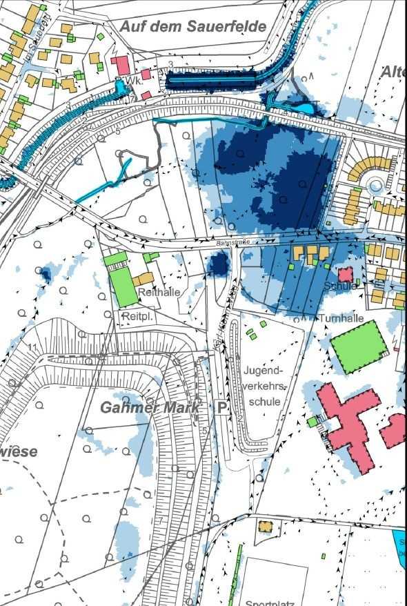 Die Starkregengefahrenkarte bildet das Überflutungsrisiko in den ausgewiesenen Hotspots realitätsnah ab. | Foto: SAL