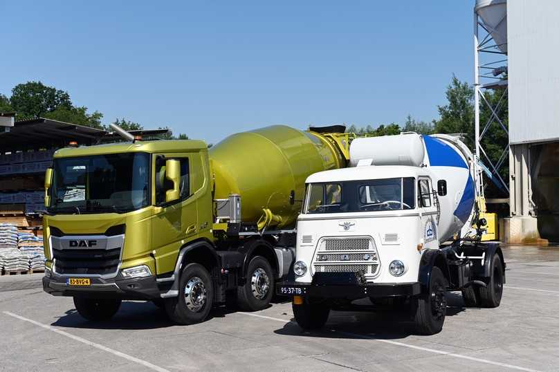 Zwischen den DAF-Fahrmischern liegt über ein halbes Jahrhundert Entwicklungsarbeit. Trommelgröße, Gesamtgewicht und Achsanzahl haben sich inzwischen verdoppelt. | Foto: QUATEX