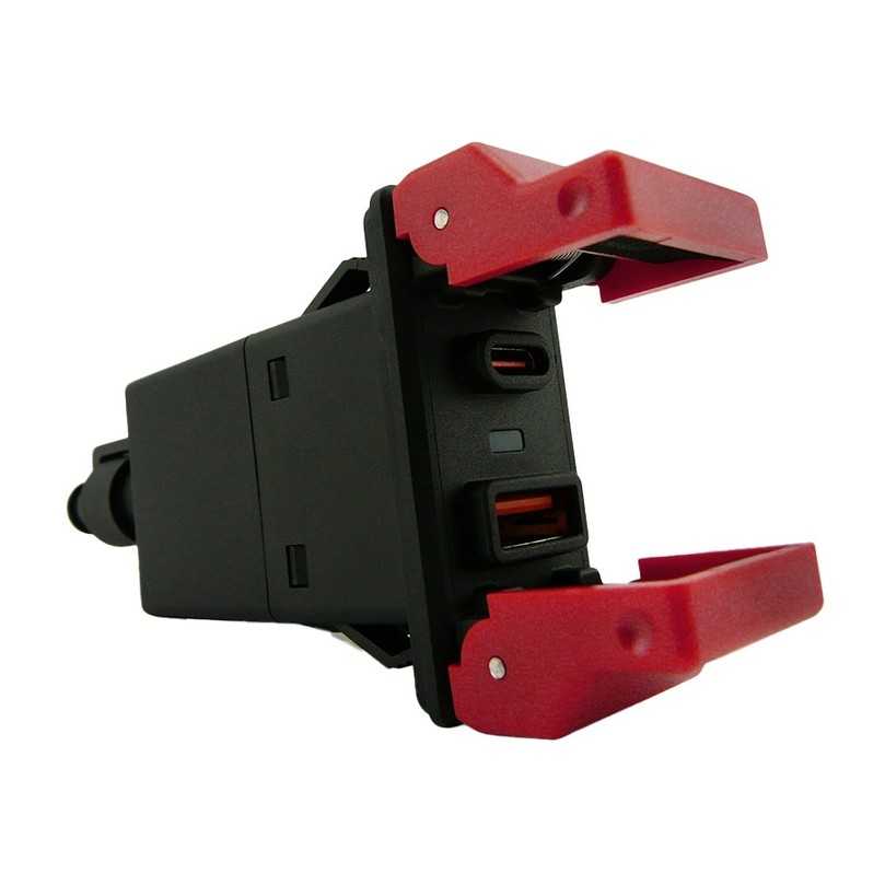 USB-C-Ladegerät mit zwei Ports, LED-Statusanzeige und Schutzkappen gegen Wasser und Schmutz | Foto: Motometer USB-C-Ladegerät mit zwei Ports, LED-Statusanzeige und Schutzkappen gegen Wasser und Schmutz | Foto: Motometer