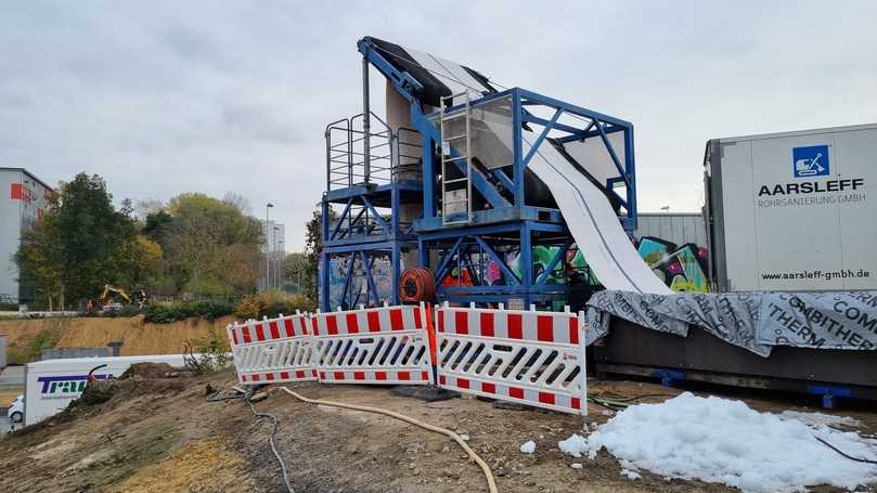 Blick vom Inversionsturm bis hinüber zum Zielschacht | Foto: Aarsleff Blick vom Inversionsturm bis hinüber zum Zielschacht | Foto: Aarsleff