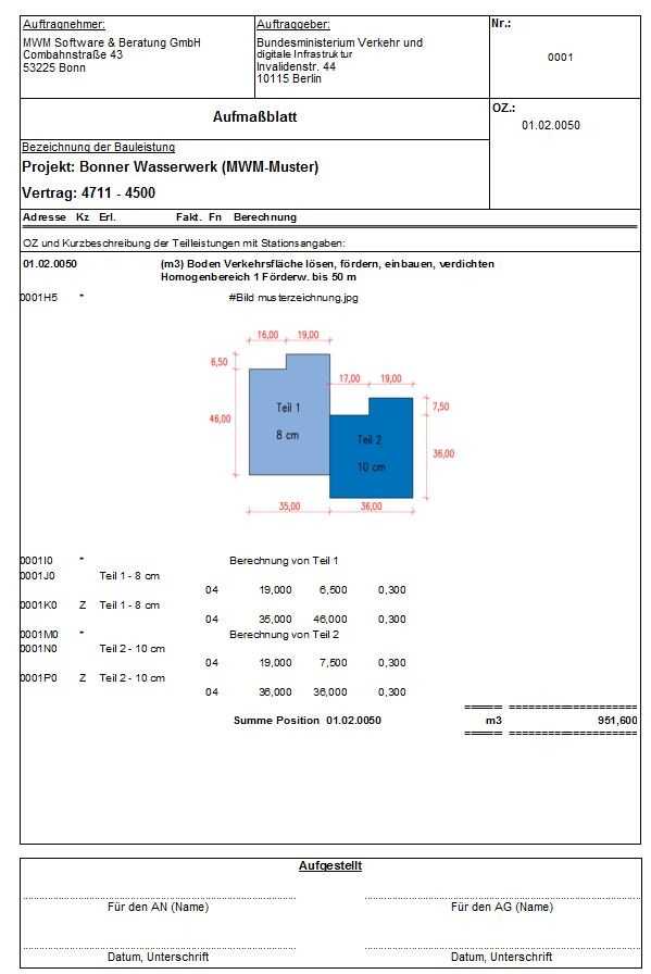 Aufmaßdarstellung einer blattweisen Erfassung in MWM-Libero 14 | Foto: MWM Aufmaßdarstellung einer blattweisen Erfassung in MWM-Libero 14 | Foto: MWM