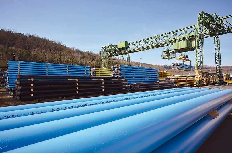 Stahlrohre im Lager von Mannesmann Line Pipe in Siegen | Foto: Mannesmann Line Pipe Stahlrohre im Lager von Mannesmann Line Pipe in Siegen | Foto: Mannesmann Line Pipe