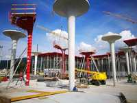 Pilzstützen für eine Tankstelle