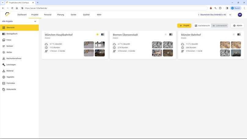 Alle Projekte übersichtlich in Kacheln dargestellt. | Foto: Nevaris Alle Projekte übersichtlich in Kacheln dargestellt. | Foto: Nevaris
