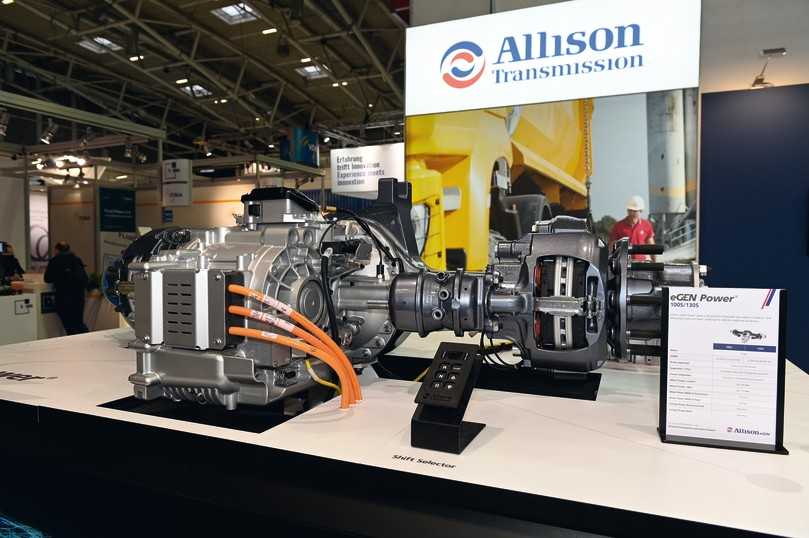 Die einmotorige E-Achse Allison eGen Power 130S elektrifiziert mittelschwere und schwere Baufahrzeuge. | Foto: QUATEX Die einmotorige E-Achse Allison eGen Power 130S elektrifiziert mittelschwere und schwere Baufahrzeuge. | Foto: QUATEX