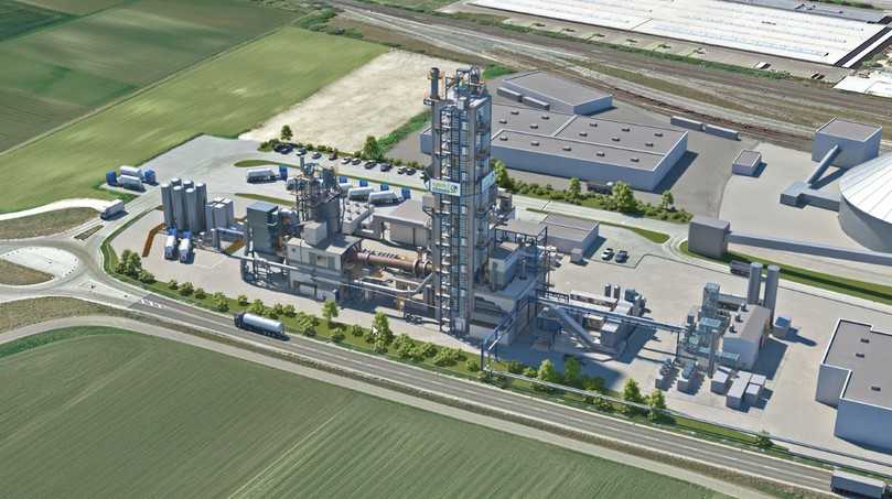 Auf dem Gelände des Schwenk-Zementwerks in Mergelstetten entsteht eine CO2-Abscheideanlage zu Forschungszwecken. | Foto: thyssenkrupp Industrial Solutions AGbb Auf dem Gelände des Schwenk-Zementwerks in Mergelstetten entsteht eine CO2-Abscheideanlage zu Forschungszwecken. | Foto: thyssenkrupp Industrial Solutions AGbb
