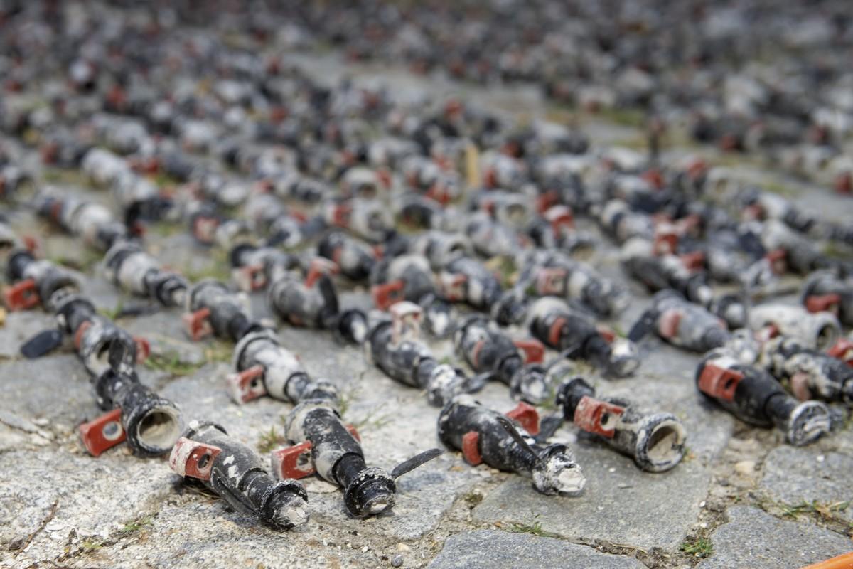 Die abgeschlagenen Injektionsdüsen. | Foto: Andreas Mauritz, Jockgrim