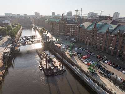 Hightech-Beton von Heidelberg Materials schützt Hamburgs Speicherstadt