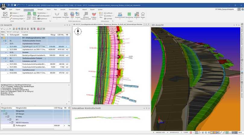 Der Straßenkörper wurde in der Software RIB Civil modelliert. Die modellbasierte Abrechnung erfolgte mit der Software RIB iTWO. | Foto: RIB Deutschland/Johann Bunte Bauunternehmung