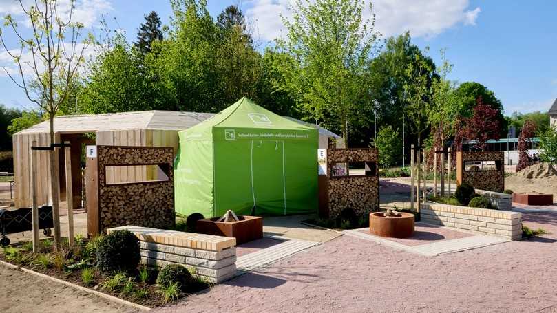 Die Flächen des Berufswettbewerbs „Bayern Cup“ vermitteln in komprimierter Form einen Einblick in die praktischen Ausbildungsinhalte und vielseitigen Arbeitsgebiete der Landschaftsgärtner. | Foto: VGL Bayern