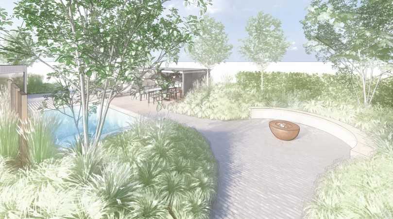 Planskizze von dem Themengarten „Wellengarten“ von der Firma Hauf & Hauf Garten- und Landschaftsbau. | Foto: Christian Dobler Landschaftsarchitektur