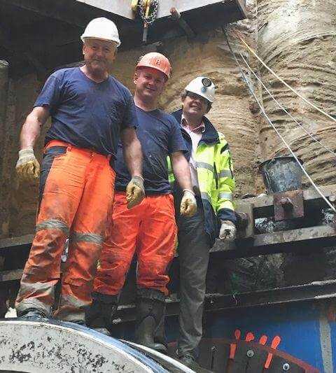 Durchstich in PI4 mit Hans Bruckbauer, Timo Borrmann, Heiko Brix von Stein & Partner